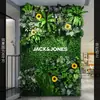 Muro Vegetal Transfronterizo, Muro Vegetal Artificial Tridimensional Simulado de Gama Alta, Decoración de Flores Artificiales, Fondo Verde, Muro de Césped Famoso en Internet