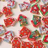 Cabana de Natal Buraco Direto Miçangas Casa de Pão de Gengibre Impressa Miçangas Acrílicas Corrente de Celular Chaveiro Enfeite Acessórios DIY