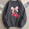 Sudadera con Forro Polar y Estampado de Cerezas para Mujer, Talla Europea Transfronteriza, Acogedora