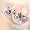 Tiktok Pinduoduo personalidad simple hoja de la suerte hierba circón joyería para orejas pendientes chapados en plata elegantes combinan con todo lindos pendientes de botón