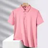 Camisa Polo Masculina Sem Costura de Seda Gelada Verão Fina Elástica Respirável Casual de Negócios Camisa Masculina Manga Curta Gola Polo Camiseta