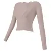 Ropa de yoga transfronteriza de alta calidad, elegante top deportivo de dos piezas de manga larga para mujer con almohadilla para el pecho, traje de primavera y verano nuevo