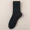 Calcetines de Lana Coralina Personalizados con Fleece Adicional y Calcetines Gruesos de Media Caña, Calcetines de Piso para el Hogar Unisex con Bordado de Goma de Puntos