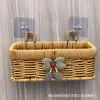 Cesta de Armazenamento Tecida de Rattan Sintético Prateleira de Armazenamento Decoração de Cozinha Banheiro Cesta de Parede para Flores Armazenamento Cesta de Lavar Cesta de Parede para Gengibre e Alho