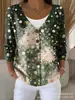 Nova blusa de moletom com botões, gola V, manga longa, estampada em 3D, estilo personalidade, solta, para outono e inverno, jaqueta suéter para mulheres