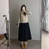 Saia Guarda-Chuva Estilo Coreano Elástica Cintura Alta Comprimento Médio Saia Guarda-Chuva Primavera e Verão Versátil Casual Solta Emagrecedora para Mulheres