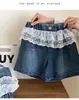 Shorts de Mezclilla con Retazos de Encaje y Malla de Moda de Verano para Niñas Ropa Infantil Pantalones para Bebé Niña