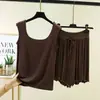 Conjunto de Shorts con Chaleco de Doble U de Modal para Mujer, Nuevo Estilo de Verano, Tallas Grandes, Corte Holgado, Se Puede Usar Afuera, Conjunto de Dos Piezas para Casa