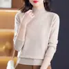 Outono Inverno Transfronteiriço Novo Suéter de Caxemira Feminino Gola Meia-alta Camada Base Tricô Grosso Feminino Cor Sólida Roupa Íntima Top Solto