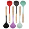 Nuevo juego de utensilios de cocina de silicona con mango de madera, cuchara sopera, espátula grande de silicona para sopa, para cocinar en casa, grado alimenticio, cuchara para cocinar
