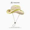 Sombrero de Pescador de Ala Ancha Bloqueador Solar Ligero y Transpirable para Primavera y Verano con Bloques de Color Sombrero de Cubo Estilo Japonés Sombrero Solar de Secado Rápido para Senderismo al Aire Libre
