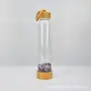 Copo de Pedras Naturais de Cristal com Tampa de Bambu Atacado Garrafa de Cristal Copo de Cristal para Comércio Exterior Logo Imprimível