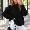 Nuevo suéter de punto suelto casual de color liso europeo y americano fábrica personalizado otoño e invierno cuello redondo jersey suéter de punto trenzado mujer
