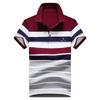 Camiseta de manga corta con rayas de colores de verano para hombre, estilo polo holgado, de moda y talla grande, informal, para personas de mediana edad.