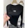 Camiseta de manga larga de algodón puro acanalado para mujer, moda ins versátil que rejuvenece, top blanco, camiseta básica, otoño 2026