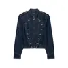 Chaqueta de Mezclilla Elegante de Manga Larga con Botones Decorados, Moda Europea y Americana Transfronteriza 2026, Ropa Femenina de Moda al por Mayor 0695272