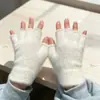 Guantes de felpa a prueba de viento para mujer Invierno Cálido Estudiante Guantes sin dedos abatibles para exteriores Medio dedo Gruesos Guantes para escribir