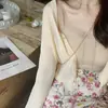 Cárdigan de Punto con Mangas Largas Protector Solar para Mujer, Estilo Delgado de Playa de Verano, Cárdigan Corto de Punto de Seda Hielo Estilo Chanel para Aire Acondicionado
