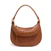 Bolso de media luna retro de moda, diseño simple, tejido a mano, para hombro, debajo del brazo, para el trabajo