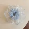 Goma para el pelo de malla azul floral fina de gran tamaño para mujer, liga para el pelo, cuerda para moño, accesorio para el pelo
