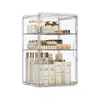 Cajas de almacenamiento transparentes, herméticas, de gran capacidad y transfronterizas para uso doméstico, ideales para cosméticos y almacenamiento a prueba de polvo, con una puerta magnética y estante multifuncionales