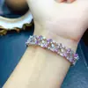 Pulsera de Zafiro Rosa Natural al por Mayor de Fábrica Plata S925 Incrustada Piedra Principal 2.5*4 Joyería de Lujo Venta Directa de Fábrica