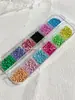 Accesorios para Uñas Artísticas Macarrón Colorido Bolitas de Acero Tamaños Mixtos Populares Bolitas Redondas de Burbuja Caramelo Colorido Decoraciones para Uñas