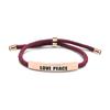 Pulseira de Corda Trançada Multicolorida Transfronteiriça Hobby Paz Amor Paz Presente Comemorativo Pulseira de Aço Inoxidável Gravada