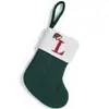 Decoración Navideña Transfronteriza Calcetines Navideños Tejidos Medias de Navidad Verdes Bordado Creativo de Letras Adornos para Colgar Bolsas de Regalo