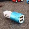Cargador de coche pequeño de acero con doble puerto USB, de aleación de aluminio, 2,1 A, para tableta y teléfono inteligente, venta al por mayor