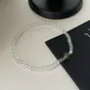 Pulsera de Plata de Ley S925 con Bolas Redondas de Turmalina de Colores y Cristales de Vidrio, Estilo Sencillo y de Alta Gama, Versátil y Apilable