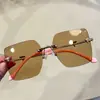 Óculos de Sol Infantis Cool Corrente de Metal Sem Aro Tendência Caixa Transfronteiriços Óculos de Sol Masculinos Bilaterais Meninas Degradê Moda