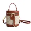 Bolso Cubo Retro de Gama Alta Transfronterizo 2025 Modelo Nuevo Estampado de Monograma Bolso de Mano Moda Femenina Bolso de Hombro Cruzado
