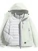 Chamarra de plumón Kongshan Yuyu Tres en Uno para Mujer Otoño e Invierno Exterior Cortavientos e Impermeable Chaqueta de Montañismo Chaqueta Gruesa de Terciopelo para Hombre