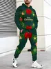 Conjunto de Moletom com Capuz e Calça de Moletom para Outono e Inverno de Natal, Venda Quente na Amazon, com Estampa 3D para Esportes Casuais