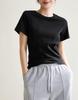Camiseta de Algodón de Manga Corta, Color Sólido, Corte Delgado, Cuello Redondo para Mujer, Nuevo Estilo Primavera/Verano 2026, Top Elegante sin Botones