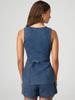 2025 Novo Mais Vendido Site Independente da Amazon Moda Europeia e Americana Sem Mangas Afunilamento na Cintura Cintura Alta Shorts Jeans Soltos Conjunto para Mulheres