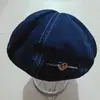 Boina de Brim Azul Lavado em Formato de Coração para Mulheres, Chapéu Octogonal Fino e Respirável de Pintor para Verão, Circunferência da Cabeça Grande, Chapéu Pequeno para Afinar o Rosto