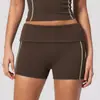 Pantalones Cortos de Yoga Estilo Nuevo Europeo y Americano con Cintura de Color Contrastante, Tiro Bajo, Sensación de Alta Gama, Pantalones Cortos para Deportes al Aire Libre, Correr, Fitness 4533