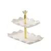 Venta al por mayor transfronteriza de Platos de Fruta Cerámicos Creativos de Lujo Ligero, Platos para Bocadillos de Té de la Tarde, Platos para Pasteles de Postre, Platos de Fruta de Dos y Tres Niveles