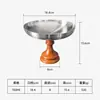 Tigela de sorvete clássica com base de madeira, taça criativa para bebidas geladas, display para chá da tarde, recipiente para lanches de confeitaria, fornecimento direto