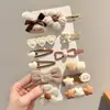 Cor de café Maillard outono e inverno pelúcia infantil pequeno grampo de cabelo lateral grampo lateral acessório de cabelo para cabelo quebrado de menina grampo bb grampo de cabelo