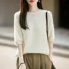 Nuevo Suéter de Punto de Lana Cachemira para Mujer Otoño/Invierno Cuello Redondo Manga Corta Cepillado Color Sólido Suéter de Lana