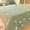 Colcha acolchoada de veludo de leite espessa de inverno, peça única, com acabamento em renda, capa de cama grossa para tatames, lençol de cama antiderrapante