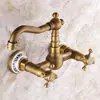 Grifo de Pared Doble Manivela Grifo de Pared Grifo de Bañera Lavabo Grifo para Lavabo Grifo Giratorio de Pared