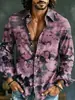 Camisa de Manga Larga Casual con Estampado Floral Artístico de Nuevo Estilo Transfronteriza con Impresión Digital 3D, Hecha a Medida, Pedido Mínimo Una Pieza