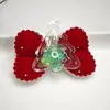 Pinza para el pelo con lazo de terciopelo rojo navideño, set de tocado con campana y borla de dibujos animados lindos de Papá Noel para niños