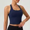 Camiseta Deportiva de Tirantes Cruzados Cepillada para Yoga para Mujer Ajustada de Secado Rápido Casual para Correr Fitness Ropa de Yoga 8819