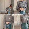 Camisa Básica de Veludo com Gola Meia-alta Feminina Outono e Inverno Nova Grossa Cor Sólida Feminina Slim Fit Versátil Top Roupas Aconchegantes