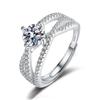 Anel de Joia Transfronteiriça Imitação de Moissanita Feminino Estilo Ins Aberto Ajustável Nicho Acessível Luxo High-End Anel de Zircônia